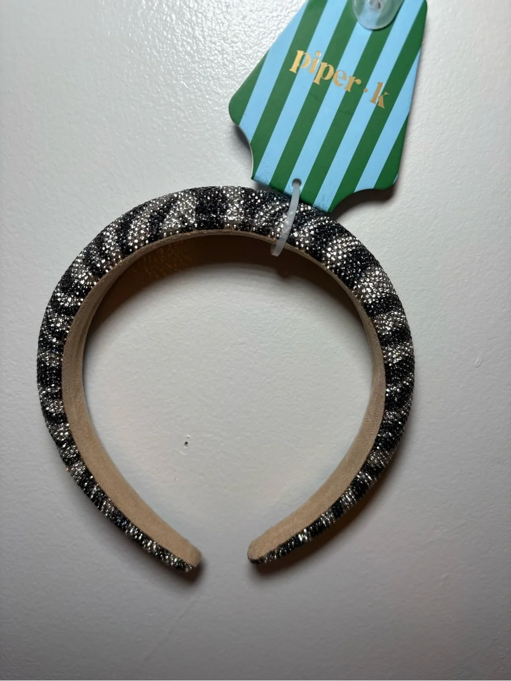 Piper Black and Silver Glitter Padded Headband